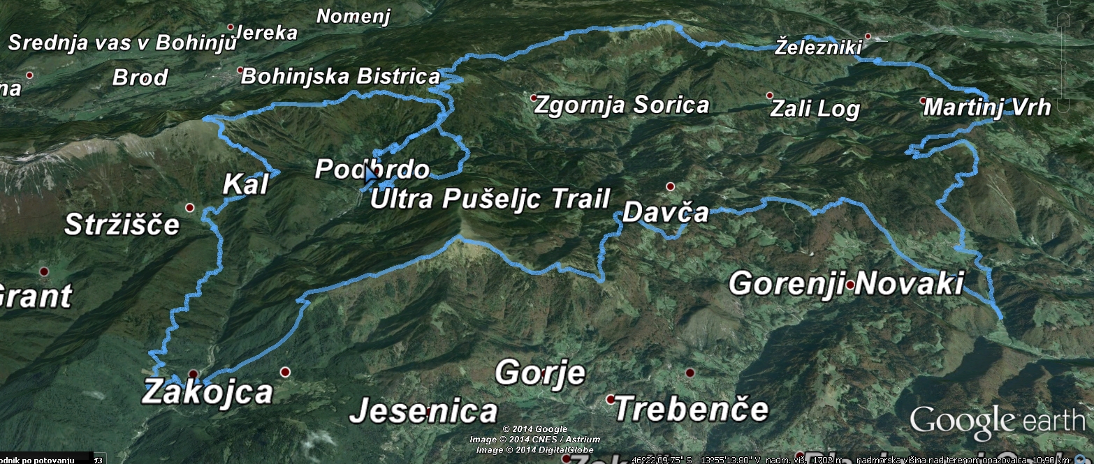 Ultra Puseljc Trail Trasa GEarth